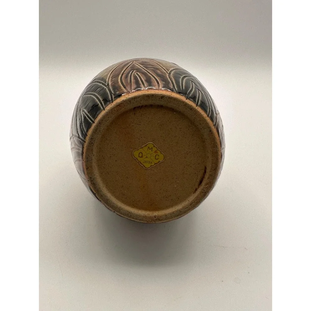 Vintage Otagiri OMC Japan Pottery Vase Abstract Bird Flower Design